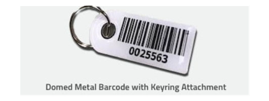 Domed Metal Barcode with Keyring