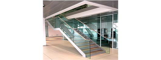 Commercial staircases front view of steel and timber stairs