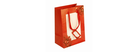 Medium Red Bow Paper Gift Bags with Tag