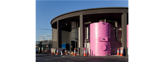 Pink Carbon Filters Being Installed on the Olympic Park Site