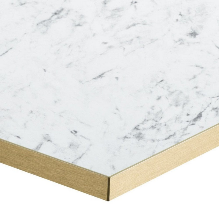 White Carrara Marble Laminate Restaurant Table Top - 25mm