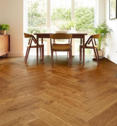 Herringbone Engineered European Rustic Oak Flooring 14mm x 130mm Brown Sugar Lac