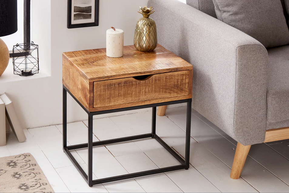 Bedside Table Blacksmith 45cm Mango Wood Natural