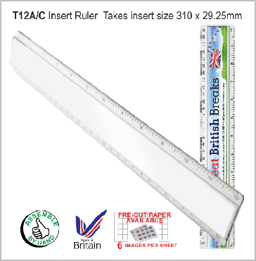 T12 Clear Insert Ruler - 12" / 30cm