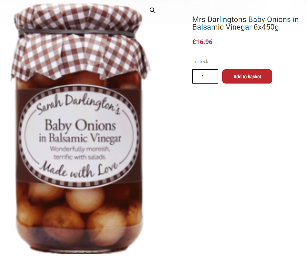 Mrs Darlingtons Baby Onions in Balsamic Vinegar 6x450g