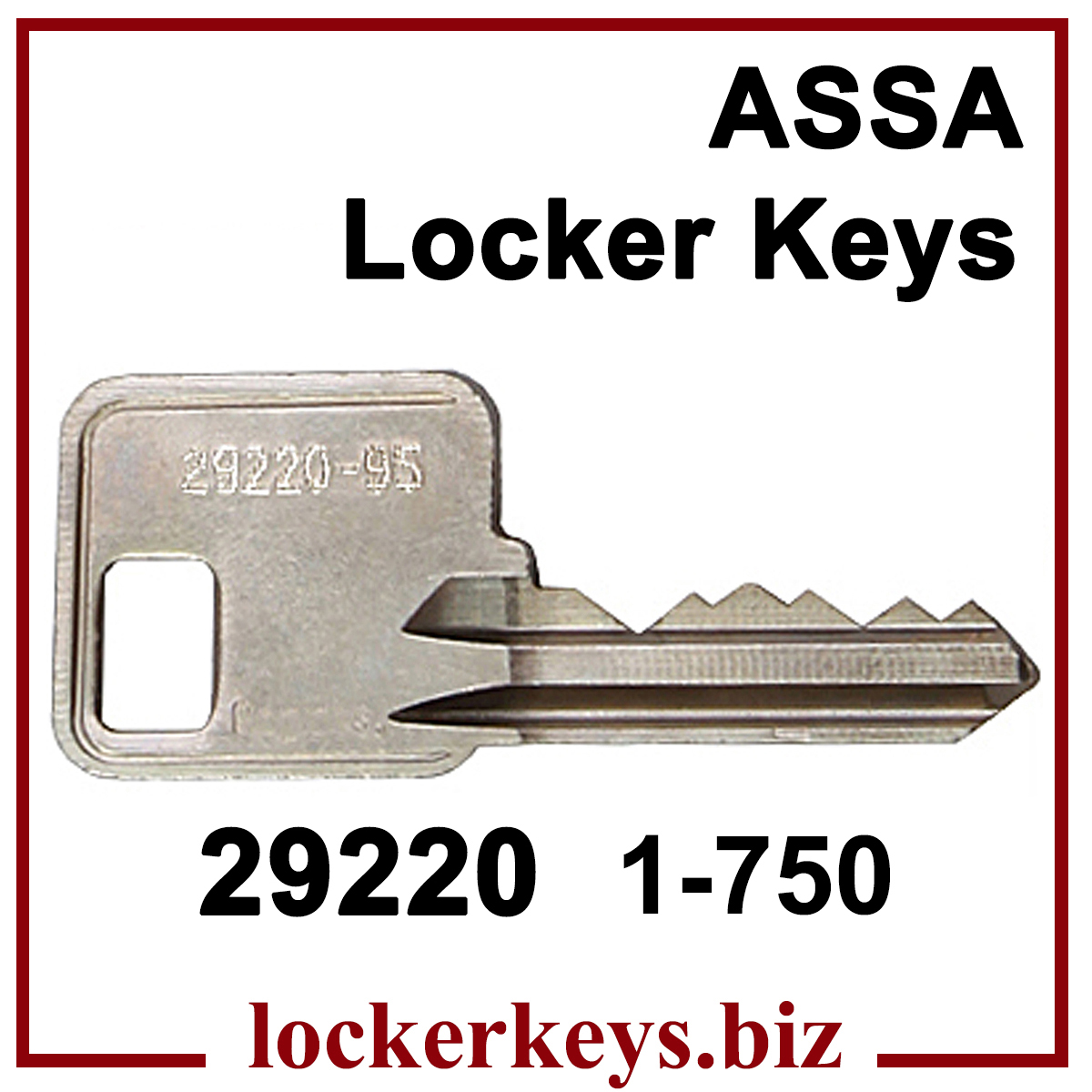 ASSA Keys for Lockers in range 29220 1 - 750
