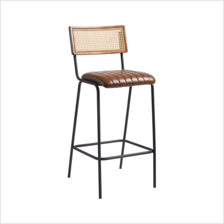 Savanna Bar Stool – Genuine Pecan Brown Leather