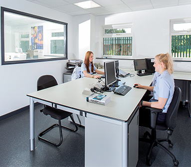 Laboratory desks and write-up sreas