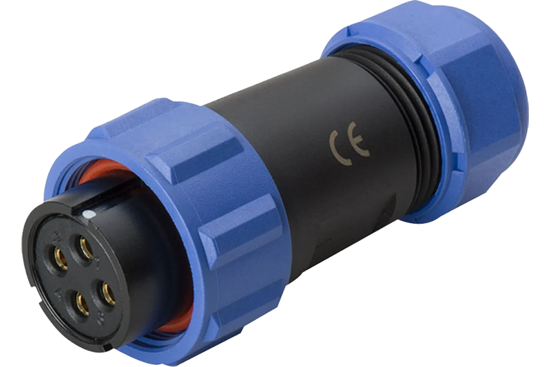 Industrial IP67 4-Pin Connector Female Blue Power Connector (10mm)