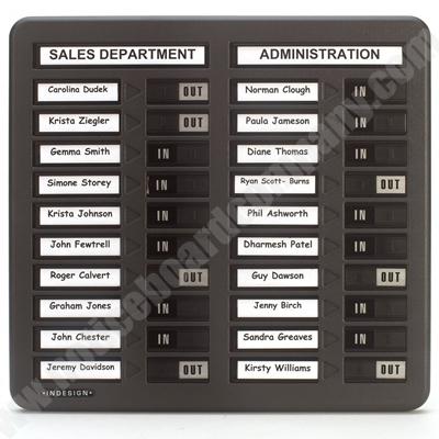 Staff In/Out Notice Boards - 40, 20, 10 names