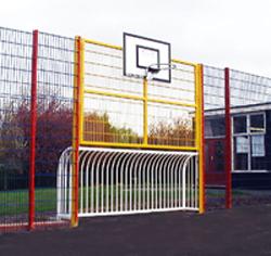 Simple recessed railings make perfect football goal