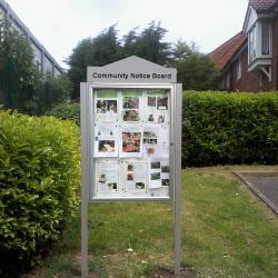 Post Mounted External Notice Board with Header and Lettering