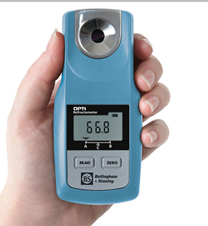 Latest OPTi&reg; Digital Handheld Refractometer offers versatility through its onboard library of over 40 commonly used scales.