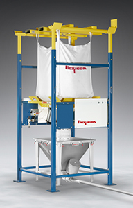 Bulk bag discharger feeds vacuum lines dust-free