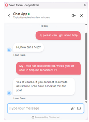 Online Chat with Salon Tracker