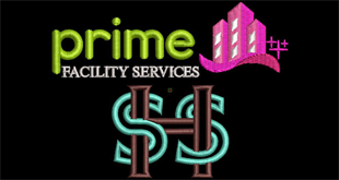 An image showcasing the Prime Facility Services logo and the Shrewsbury High School logo on an embroidered stitching.