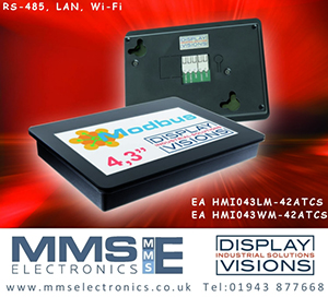 MMS Electronics unveils a bright 4.3&ldquo; IPS Modbus display