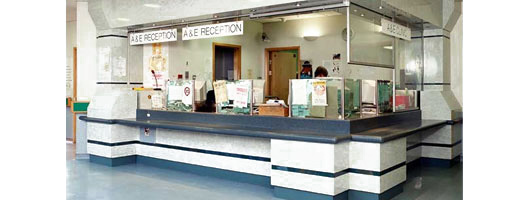 Birmingham Hospital A&E Glass Reception Screens