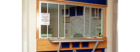 Police Station Reception with Glass Screen