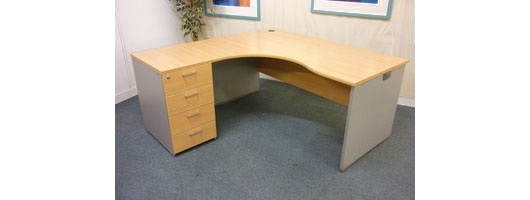 Beech Radial Panel End Desk