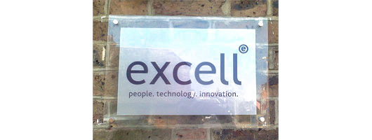 5mm thick acrylic panel with black vinyl text and barrel fixing locators 