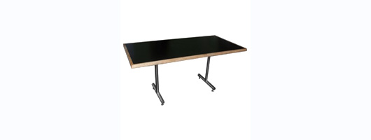 160x80cm Black Folding Tables - Solid Wood Edging