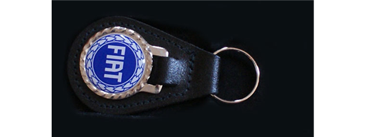 Genuine Leather Fob with Domed Badge