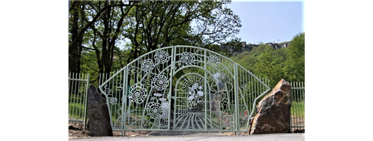 Bespoke Driveway Gates with Laser Profile Flower Detailing