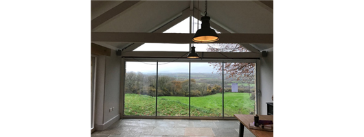 Double Glazed Frameless Glass Curtains Beaminster Barn Conversion Bespoke