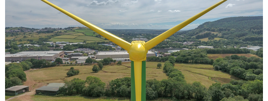 The wind turbine overlooking The Royal Mint