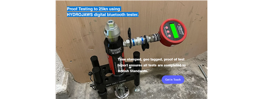 Proof Testing to 25kn using HYDROJAWS Digital Bluetooth Tester.