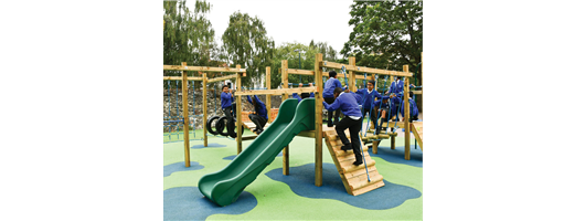 Children Playing on Modular Climbing Play Equipment