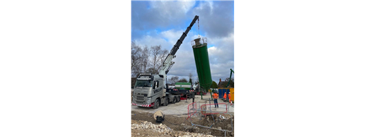 45m³ gravity-fed vertical silo used to store cement at Boston, Lincolnshire