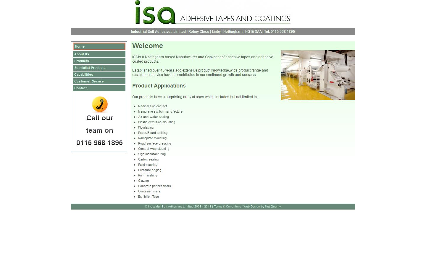 Industrial Self Adhesives Ltd Website