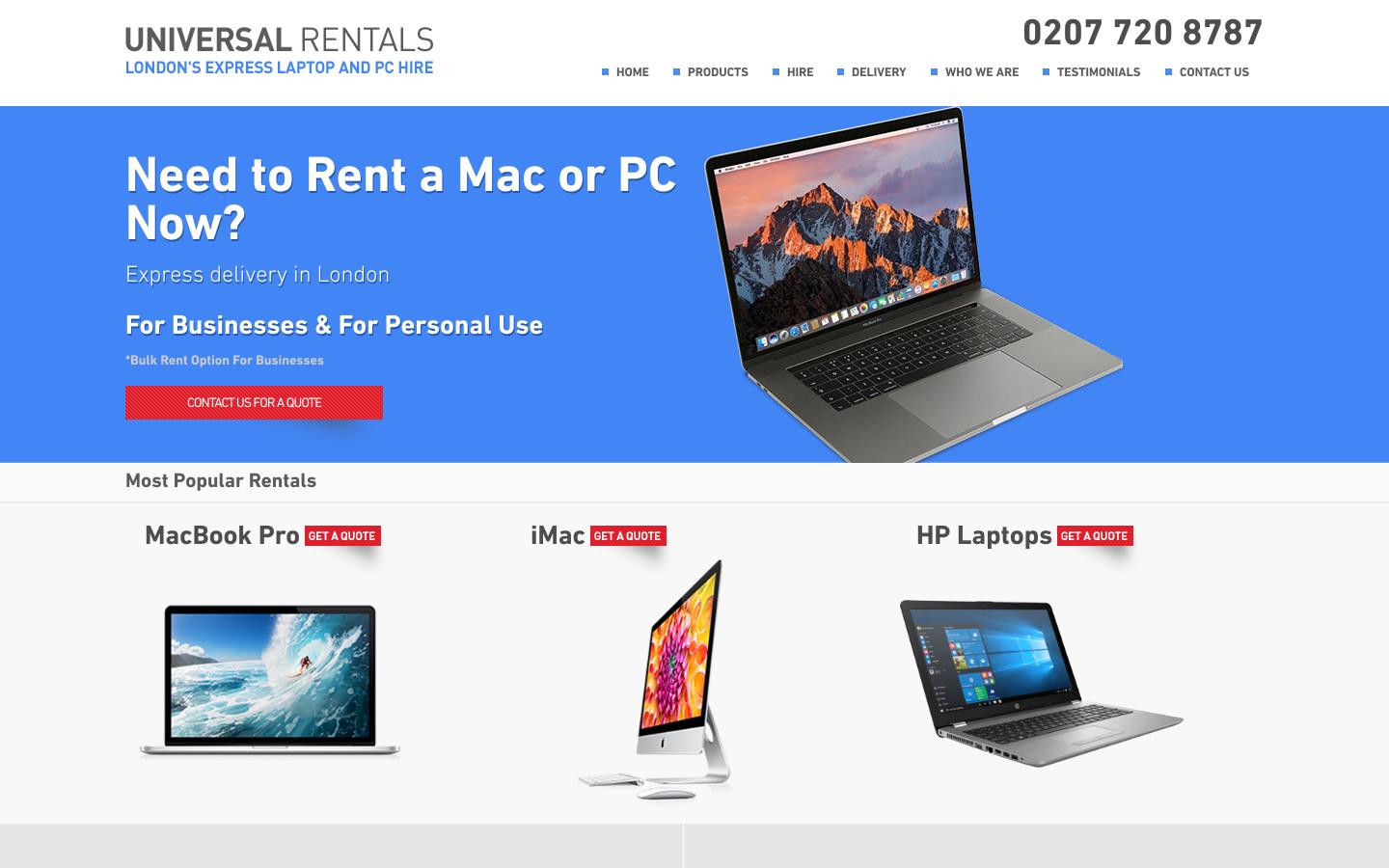 Universal Rentals Website