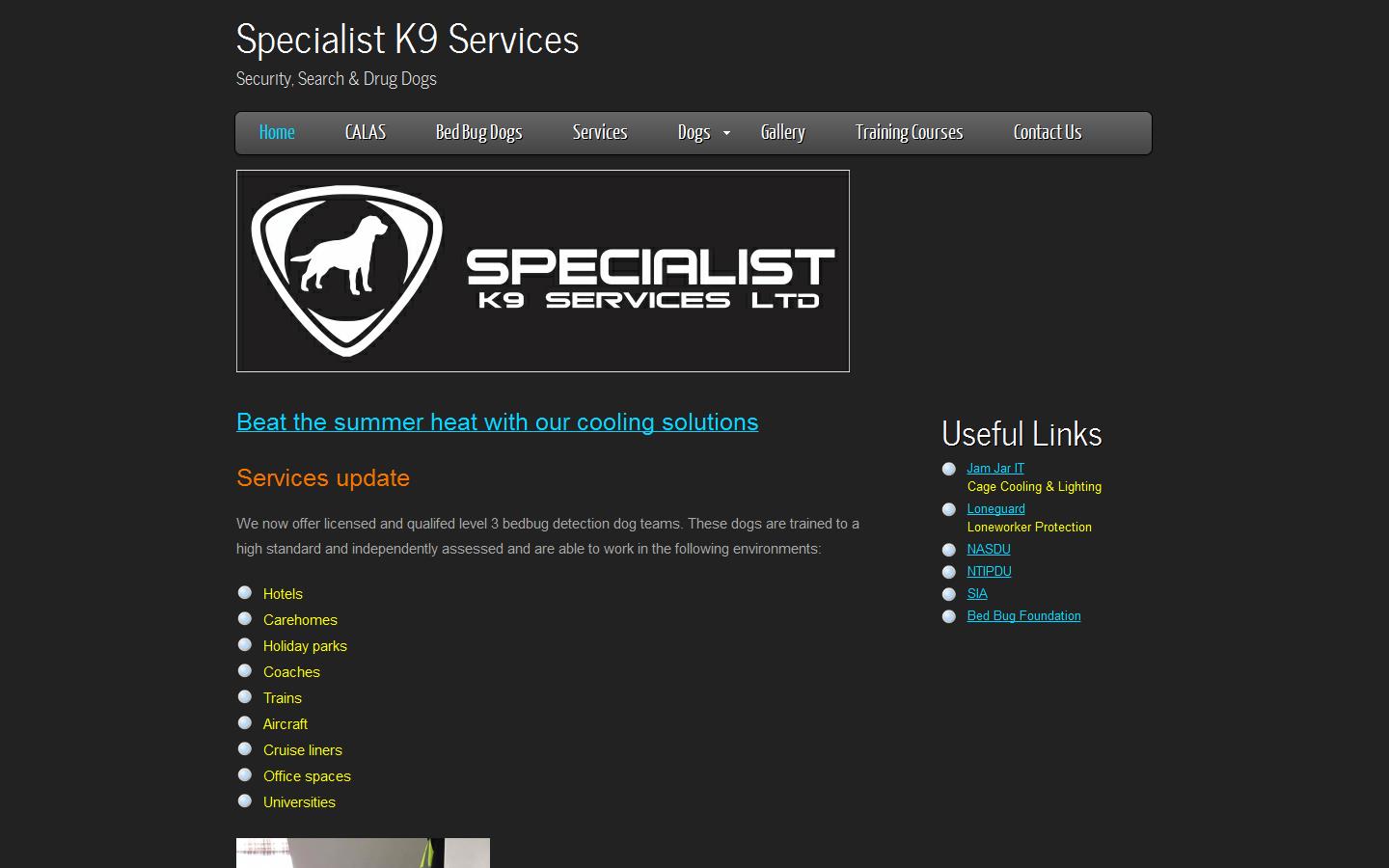 Specialist K9 Services Ltd Website