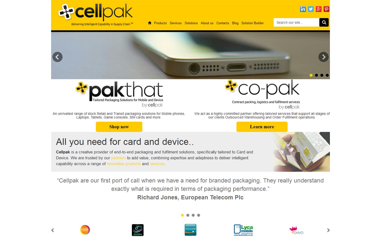 Cellpak Solutions Website