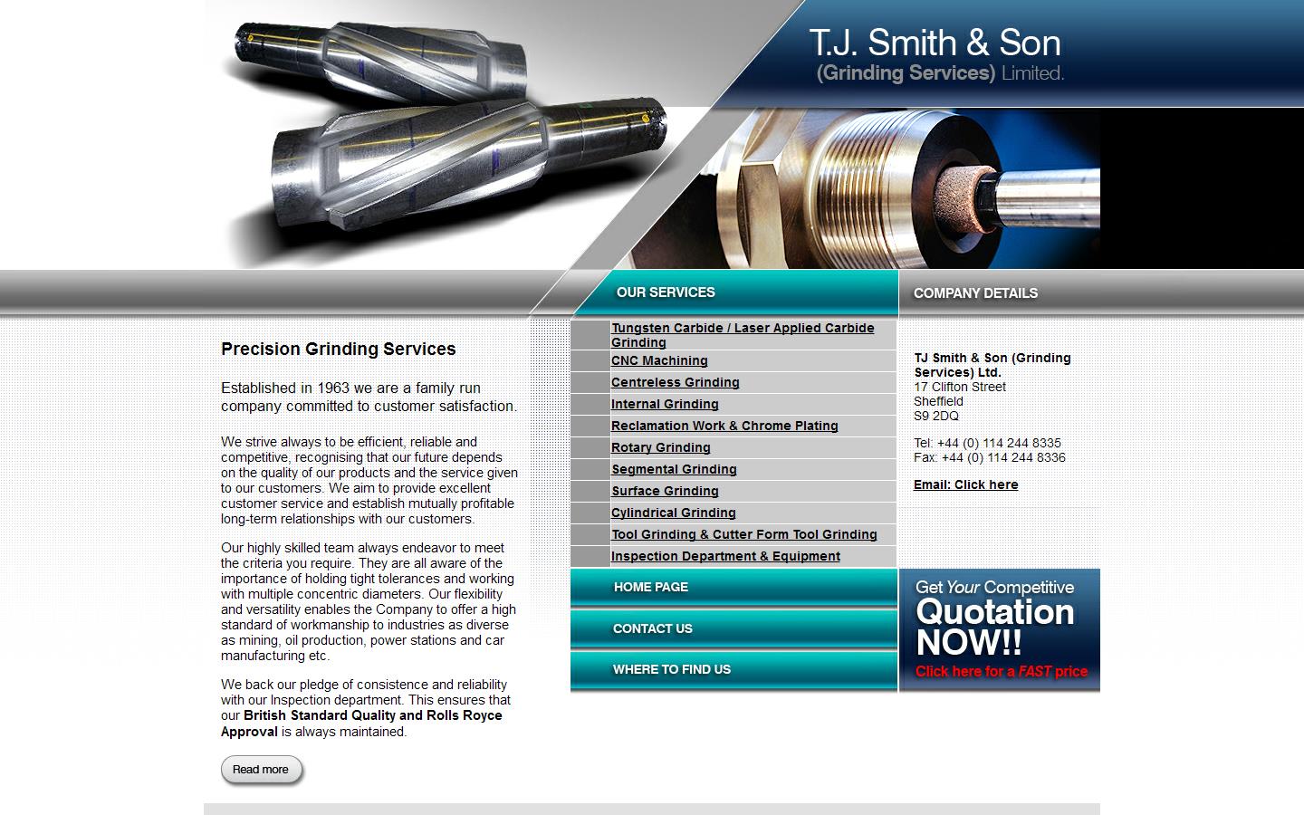 T J Smith & Son Grinding Services Ltd Website