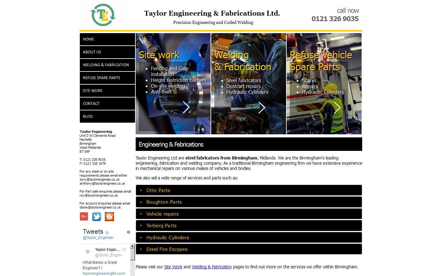 Taylor Engineering & Fabrications Ltd Website