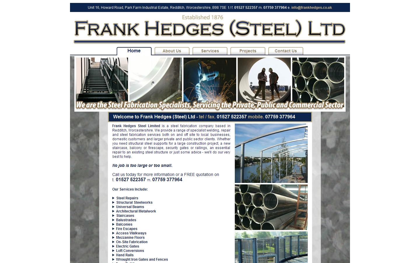 Frank Hedges Steels Ltd Website