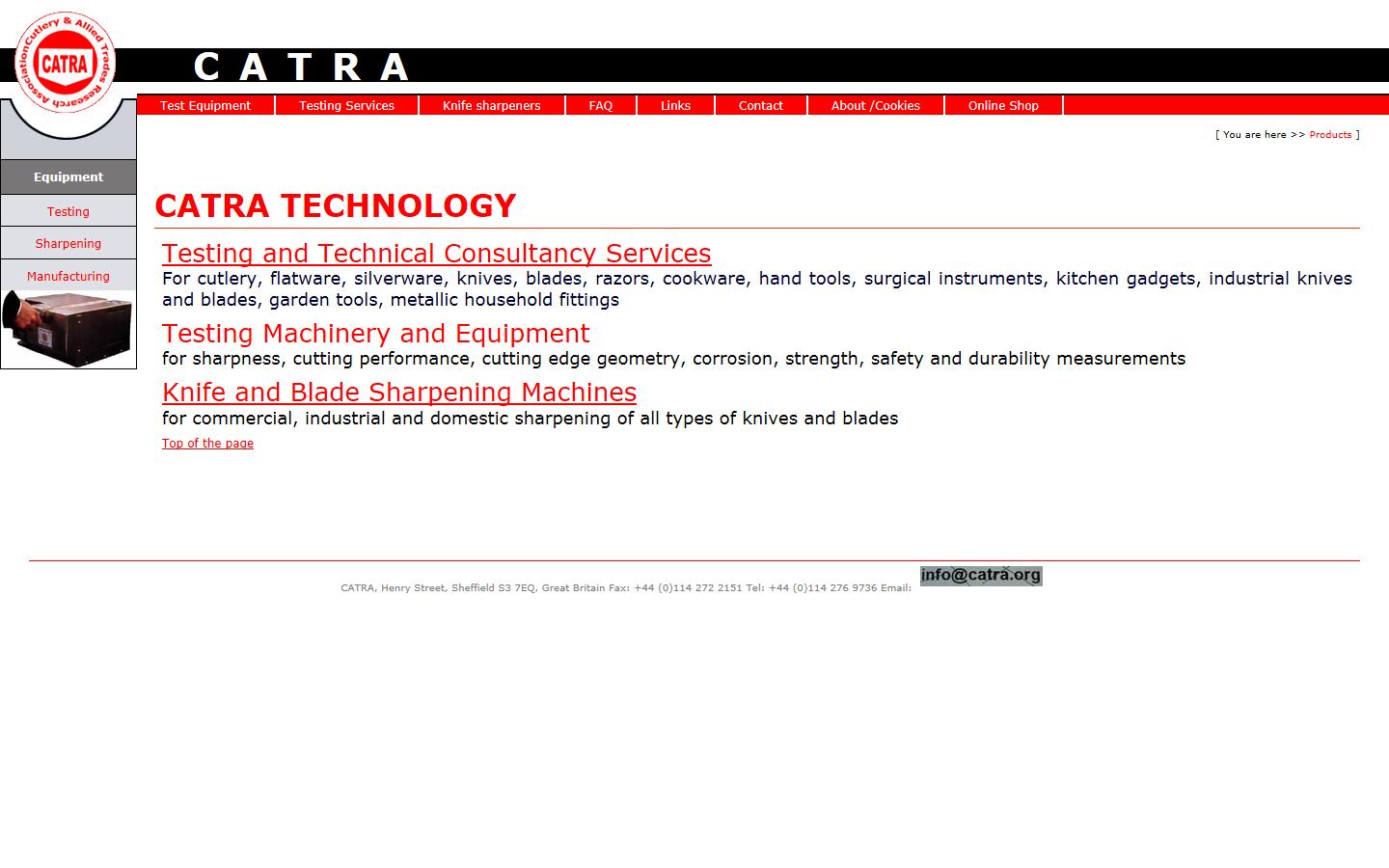 CATRA (Cutlery & Allied Trades Research Association) Website