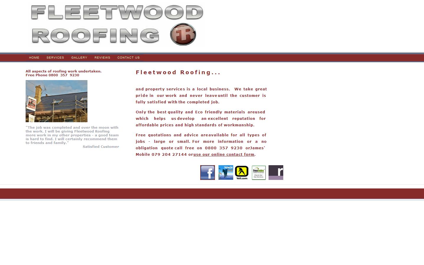 Fleetwood Roofing Services Website