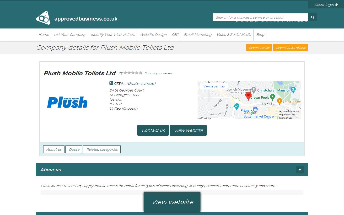 Plush Mobile Toilets Ltd Website