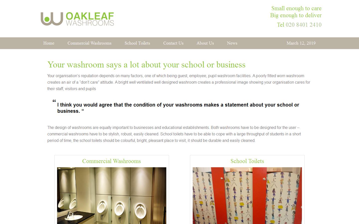 Oakleaf Washrooms Website