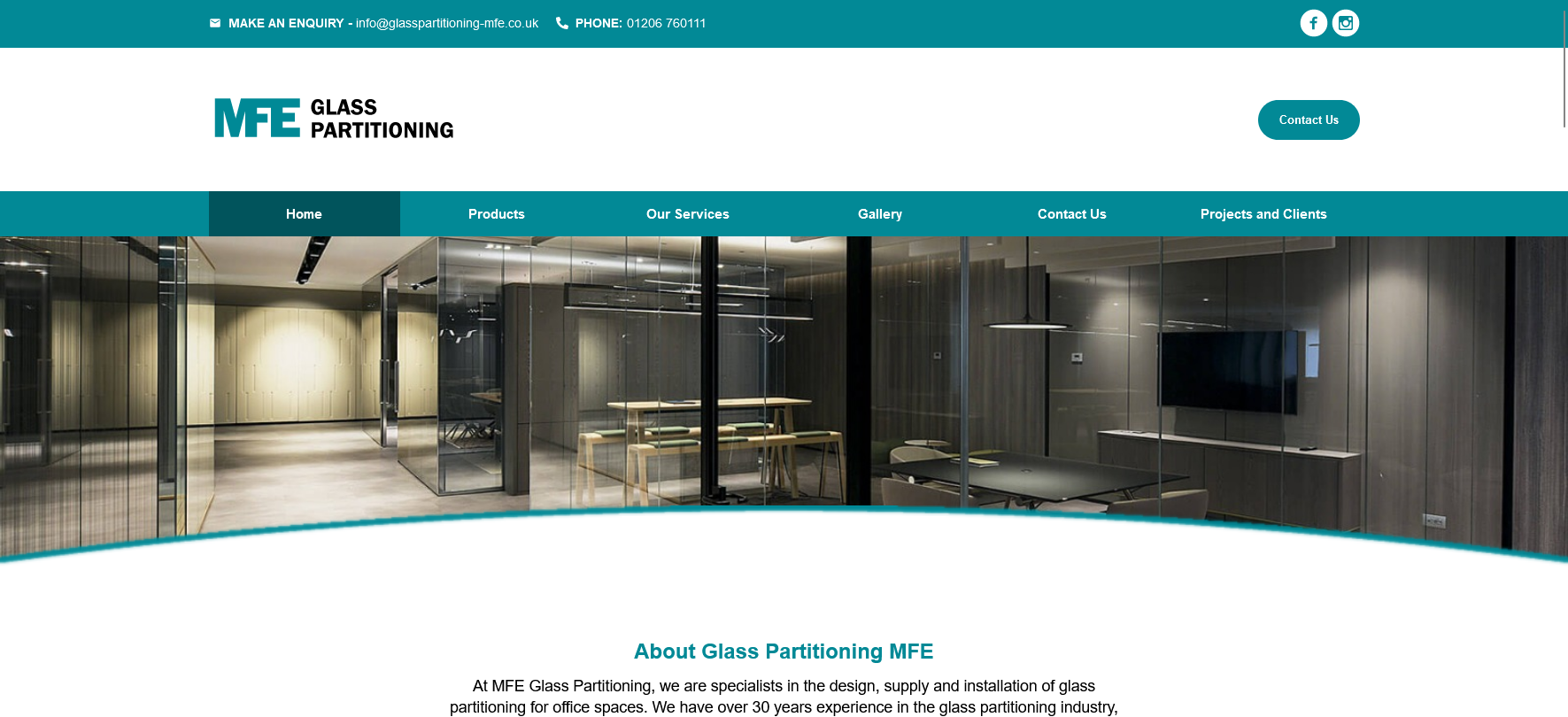 MFE Glass Partitioning Website