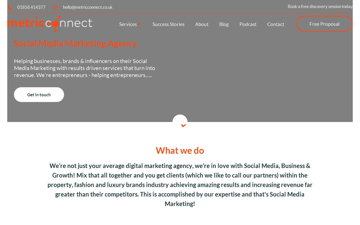 Metric Connect - Social Media Marketing Website