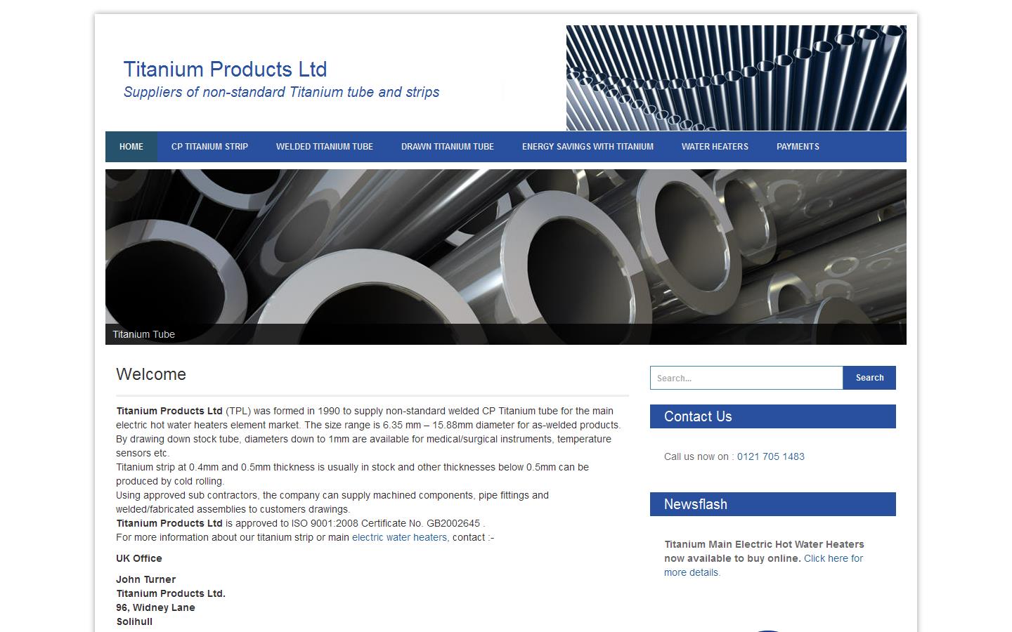 Titanium Products Ltd Website