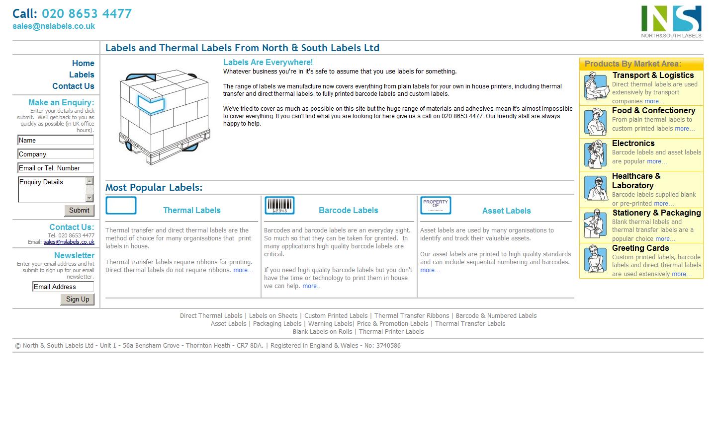 North & South Labels Ltd Website