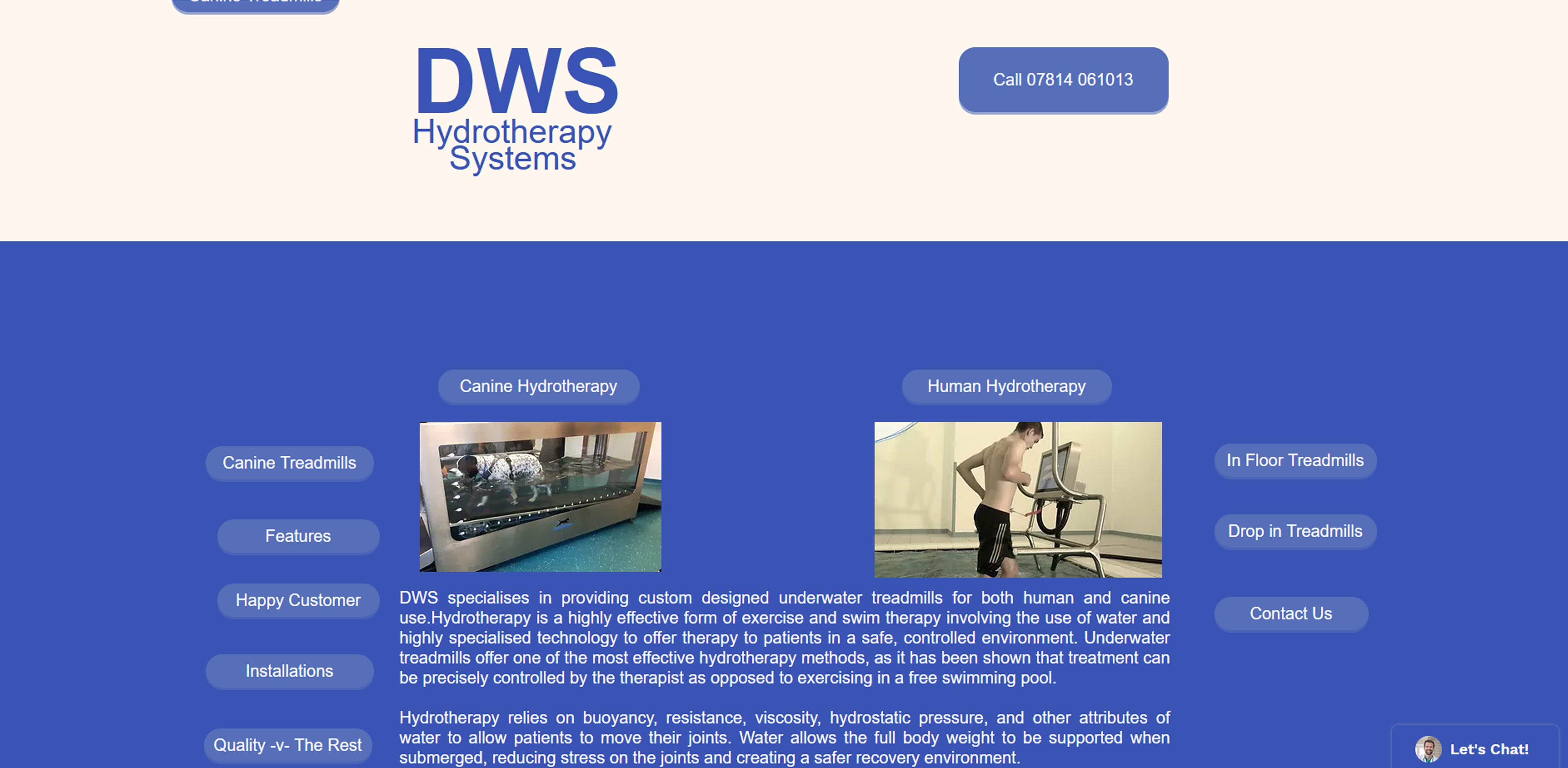 DWS Hydrotherapy Systems Website