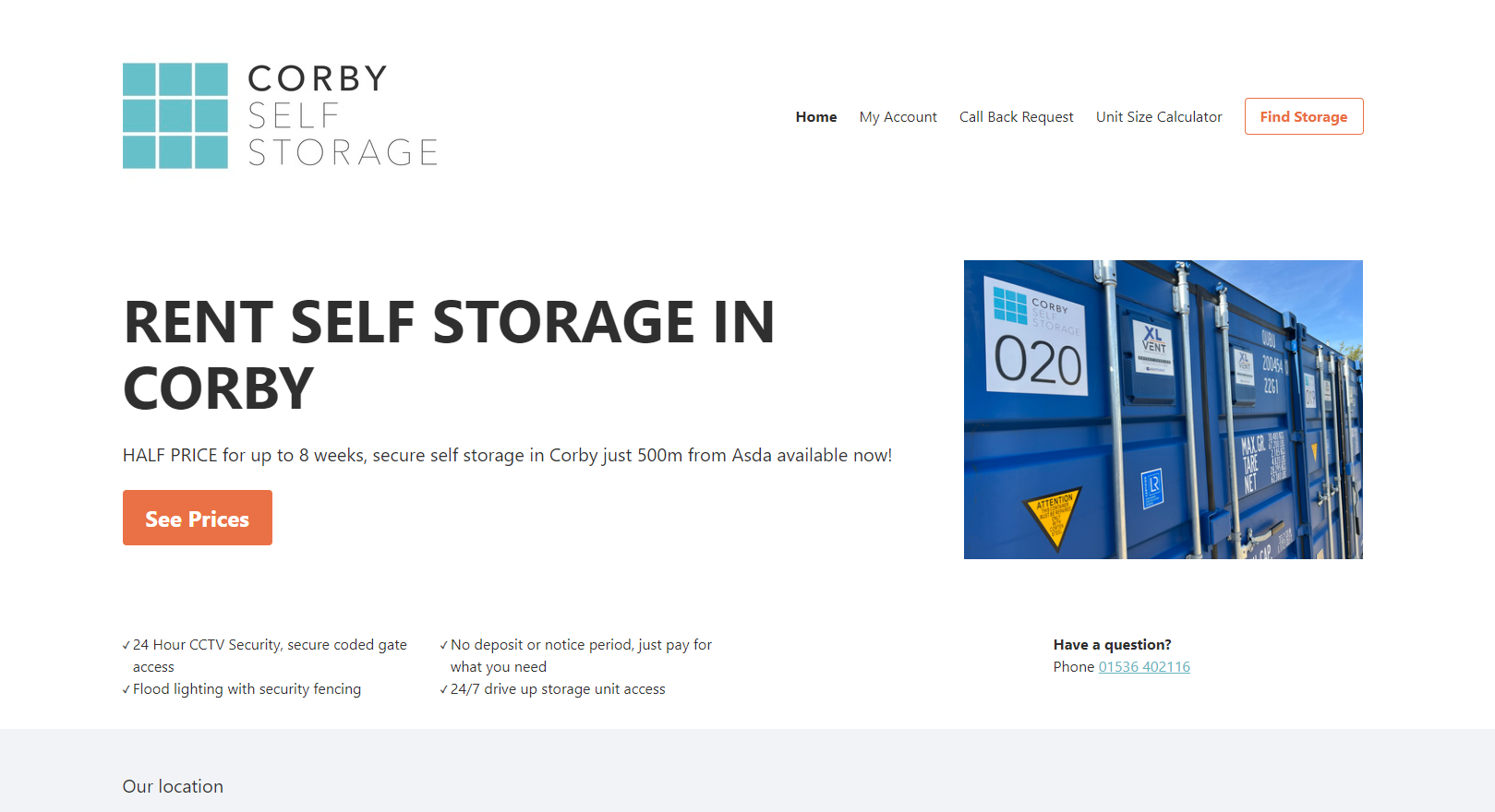 Corby Self Storage Website